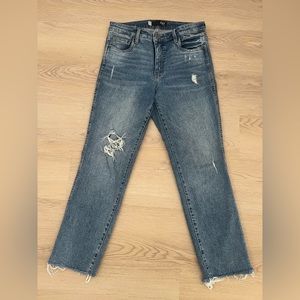 Kut From the Kloth Medium Blue Wash Raw Hem Distressed Jeans Sz6
